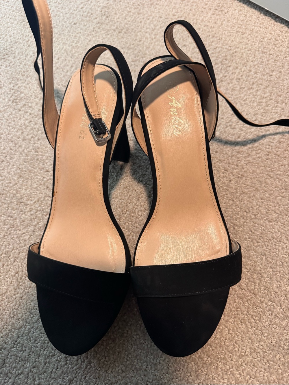 Black Suede Slingback Block Heels women’s size 10